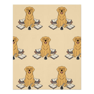 Póster Livros do Estudioso do Golden Retriever Design Ama