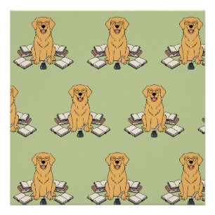 Póster Livros Doces Amantes da Escrita Retriever Padrão A