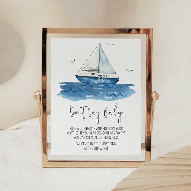 Poster Livros e dotes náuticos para Chás de fraldas de ve (Ahoy It’s A Boy Baby Shower Don't Say Baby Sign)
