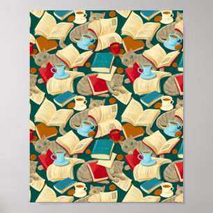 Poster Livros e gatos