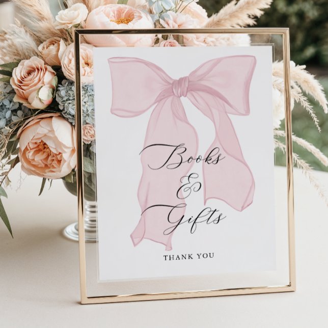 Poster Livros e Presentes Chá de Bebê Menina Arco Rosa (Criador carregado)