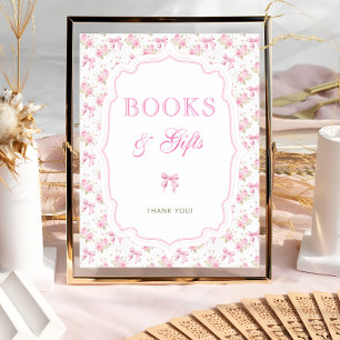 Poster Livros e presentes de Arco Floral Rosa com Amor