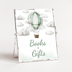 Poster Livros e presentes de Chá de fraldas de balão de a