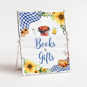 Poster Livros e presentes de Chá de fraldas de girassol a