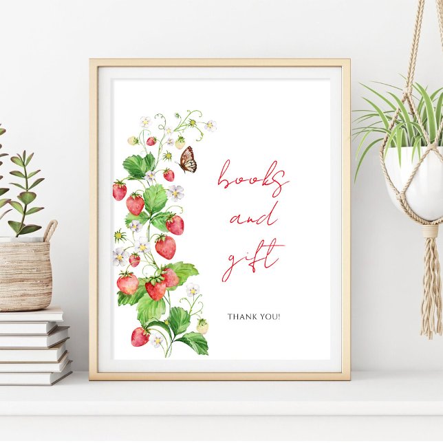 Poster Livros e presentes de Chá de fraldas de morango (Criador carregado)