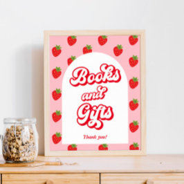 Poster Livros e presentes de Chá de fraldas de morango