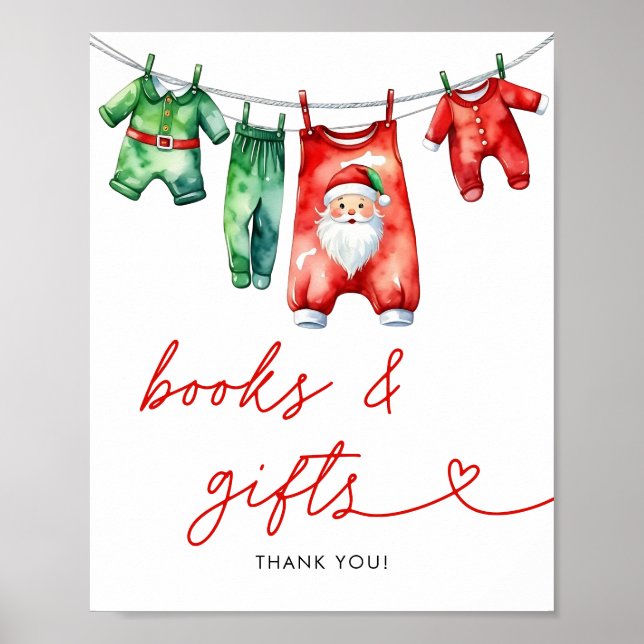 Poster Livros e presentes de Chá de fraldas de Papais noe (Frente)