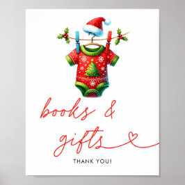 Poster Livros e presentes de Chá de fraldas de Papais noe