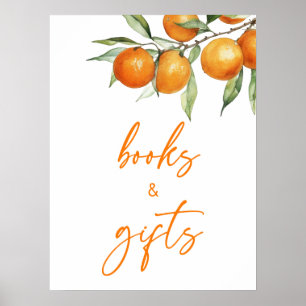 Poster Livros e presentes de Chás de fraldas de laranja C