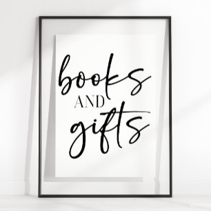 Poster Livros e Presentes de Chuvinha de Bebê com Letra M