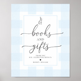 Poster Livros e presentes de coelho coelho azul-gingham