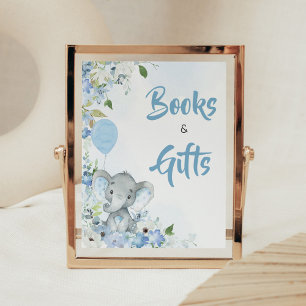 Poster Livros e presentes de elefante de amendoim azul