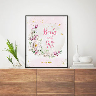 Poster Livros e Presentes Florais Rosa Lua
