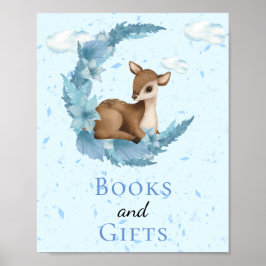 Poster Livros e presentes Lua Pequena Bambi Nuvens Azuis 