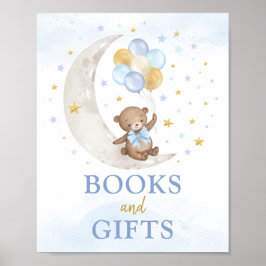 Poster Livros e presentes Lua Urso Azul Dourado