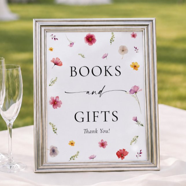 Poster Livros e Presentes para Chá de Bebê com Flores Sil (Criador carregado)
