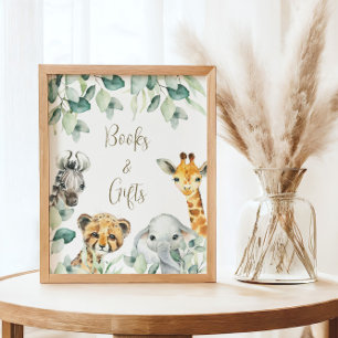 Poster Livros e Presentes para Chá de Bebê Safari Pequeno