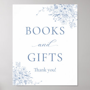 Poster Livros e Presentes para Chás de Bebê Azuis