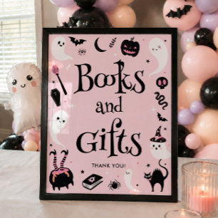 Poster Livros e Presentes para Chás de Bebê de Halloween