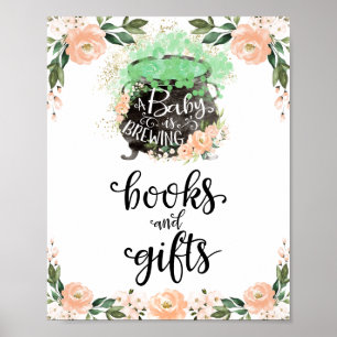 Poster Livros e Presentes Placa de Chá de Bebê de Menina 