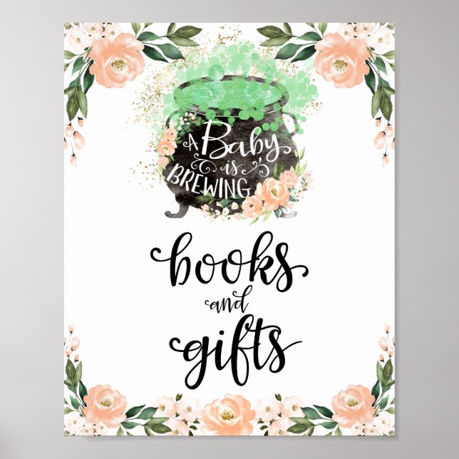 Poster Livros e Presentes Placa de Chá de Bebê de Menina  (Frente)