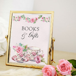 Poster Livros e presentes Vintage Tea Cups Chá de fraldas