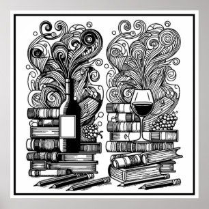 Poster Livros E Vinho Colorem-Me, Porodô
