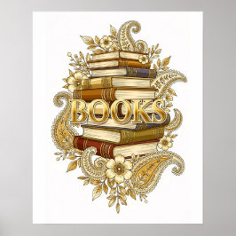 Poster Livros Leitores Escritores Bibliófilos Tom de Ouro