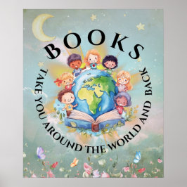 Poster Livros Levam você ao redor de moderno e bonito