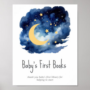 Poster Livros Lua & Estrelas para o Cartão de Chuvinha de
