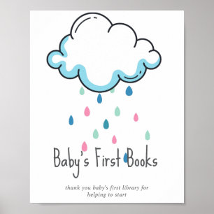 Poster Livros Nuvem de Chuva para o Cartaz de Chá de Bebê