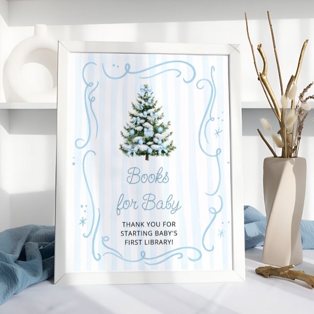 Poster Livros para Bebê Churras de Natal Azul para Chá de (Criador carregado)