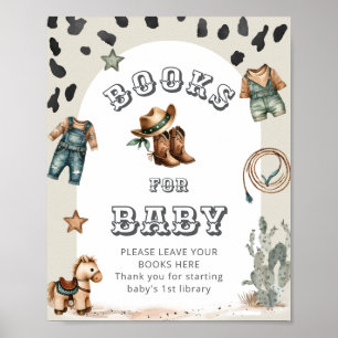 Poster Livros para Bebê Churrasco de Bebê Caubói Bebê no