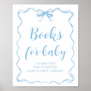 Poster Livros para Bebê para Chá de Bebê Menino com Laço 
