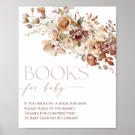 Poster Livros para o baby boho outono floral rústico outo