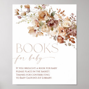 Poster Livros para o baby boho outono floral rústico outo