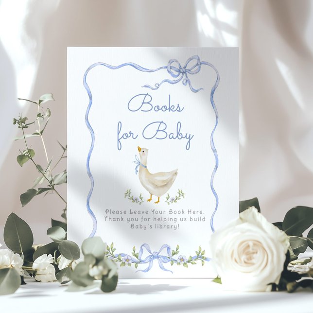 Poster Livros para o baby shower do Silly Goose com laço  (Criador carregado)