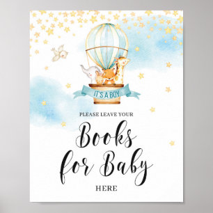 Poster Livros para o balão de ar quente Chá de fraldas
