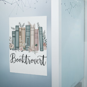Póster Livros personalizados de aquarela Booktrovert na p