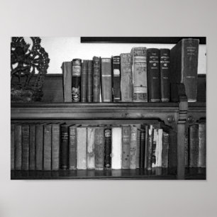 Poster Livros preto e branco do vintage da foto
