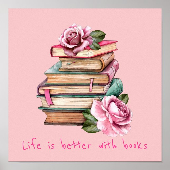 Poster Livros, sala de aula ou posto de miúdos da bibliot (Frente)
