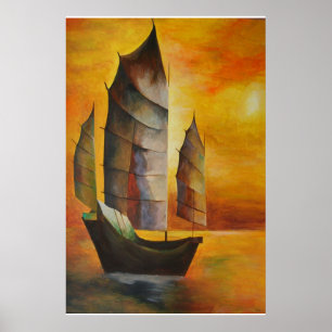 Poster Lixo chinês em Ochre e amarelo