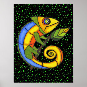Poster Lizard Colorida em uma Pintura Original de Ramific