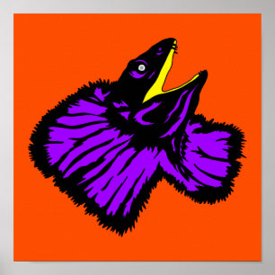 Poster Lizard de pescoço Roxo Estilizado