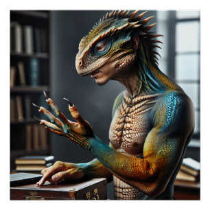 Póster Lizard Pessoas Fantasy Conspiração Poster