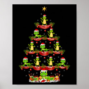 Poster Lizard Xmas Lighting Papais noeis Lizard Árvore de