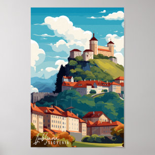 Poster Ljubljana Eslovênia - viagens vintage