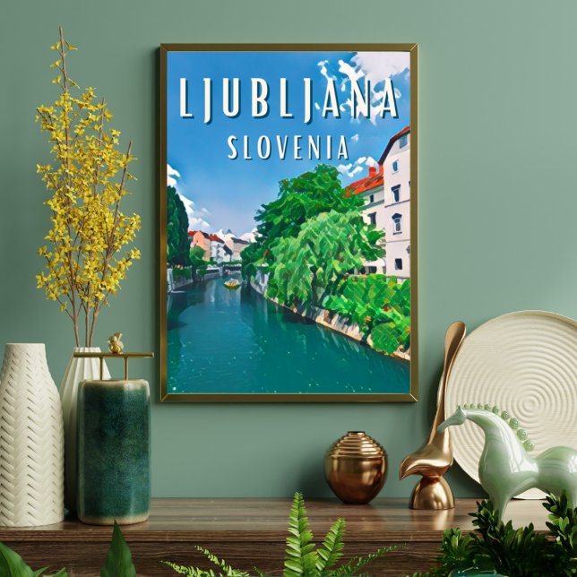 Poster Ljubljana, perle de la Eslovénie (Ljubljana : Charme européen et créativité contemporaine.)