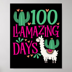 Poster Llama 100 Dias Úteis De Escola - Meninas Bonitas E