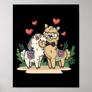 Poster Llama Bride E Casal De Arte De Casamento